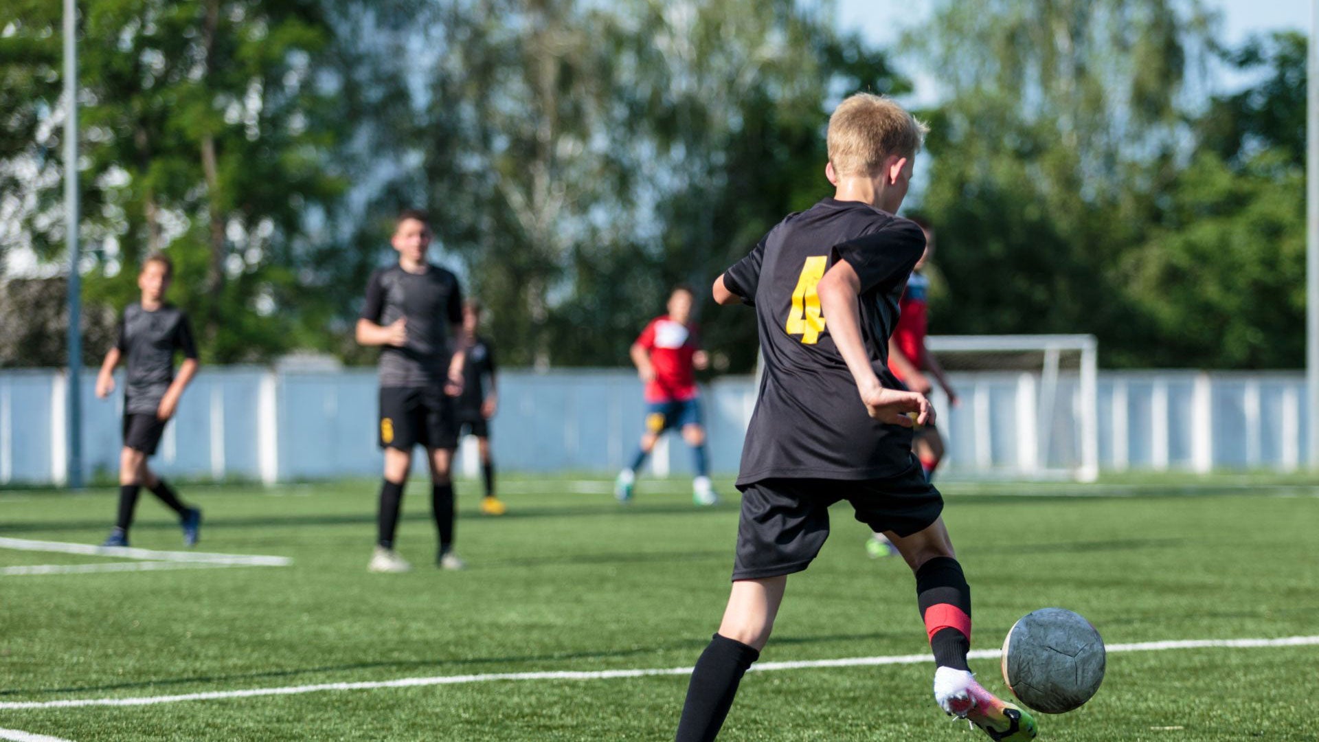 Youth team soccer player on the field